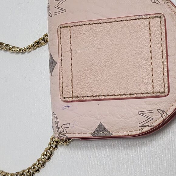 MCM Vintage Pink Visetos Mini Crossbody Chain Bag Purse Made in Korea 1990s - Picture 8 of 16
